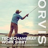 image:imageOrvis Tech Chambray Long Sleeve Mens Work Shirts  Lightweight QuickDrying UPF 40 Chambray Fabric Casual Mens Shirts  UPF 40 QuickDry Stretch Fit Recycled Polyester and Reclaimed Oyster Shells TripleStitched SeamsBlue Chambray