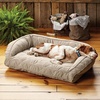 image:imageOrvis ComfortFillEco Couch Dog Bed  Plush ThreeSided Bolster with ComfortFillEco Cushion Quilted Cover ZipOff amp Machine Washable Brown Tweed  SmallHeathered Khaki