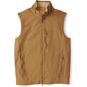 image:imageOrvis Briar Vest for Men Active Fit BrambleProof Stretch Cotton Microfleece Lining Brass Zipper Multiple PocketsField Khaki