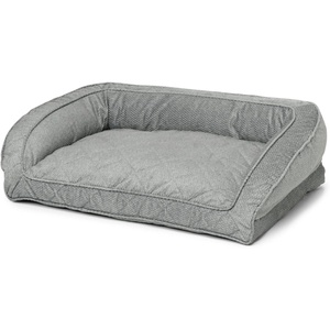 image:imageOrvis ComfortFillEco Couch Dog Bed  Plush ThreeSided Bolster with ComfortFillEco Cushion Quilted Cover ZipOff amp Machine Washable Brown Tweed  SmallGrey Tweed