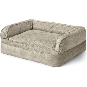 image:imageOrvis ComfortFillEco Deluxe Dog Bed  Deep Removable Cushion with Recycled ComfortFillEco Padding and Durable Quilted Cover Grey Tweed  MediumCharcoal Chevron