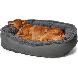 image:imageOrvis ComfortFillEco Fleece Wraparound Dog Bed  Soft Dog Beds with 360Degree Support for Small Medium Large Dogs Khaki  SGunmetal