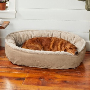 image:imageOrvis ComfortFillEco Fleece Wraparound Dog Bed  Soft Dog Beds with 360Degree Support for Small Medium Large Dogs Khaki  SKhaki