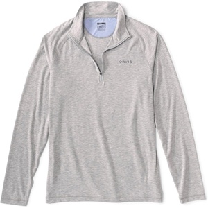 image:imageOrvis Mens DriCast 14 Zip Sun Protection Shirt  UPF 50 QuickDry Eco Blend Thumb Loops Lightweight Breathable Design MoistureWicking PerformanceLight Grey Heather