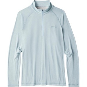 image:imageOrvis Mens DriCast 14 Zip Sun Protection Shirt  UPF 50 QuickDry Eco Blend Thumb Loops Lightweight Breathable Design MoistureWicking PerformanceMineral Blue