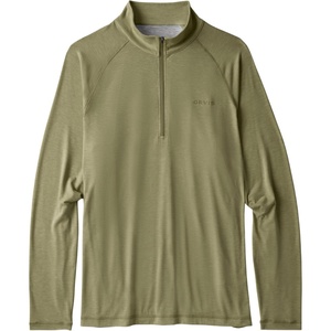 image:imageOrvis Mens DriCast 14 Zip Sun Protection Shirt  UPF 50 QuickDry Eco Blend Thumb Loops Lightweight Breathable Design MoistureWicking PerformanceTarragon