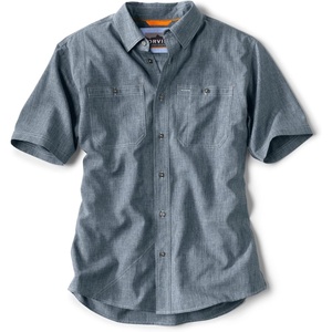 image:imageOrvis Tech Chambray ShortSleeve Work Shirts for Men with Odor Control Thermal Regulation and UPF 40 Sun ProtectionBlue Chambray  New