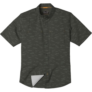 image:imageOrvis Tech Chambray ShortSleeve Work Shirts for Men with Odor Control Thermal Regulation and UPF 40 Sun ProtectionRosemary Freshwater Print