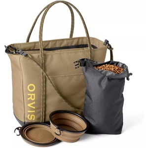 image:imageOrvis Tough Trail Dog Travel Tote Kit  Portable Pet Feeder with Collapsible Travel Bowls for OntheGo Adventures BronzeBronze