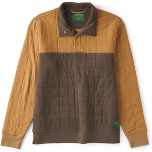 image:imageOrvis Mens Battenkill Quilted 14 Snap Sweatshirt  Classic Fit Colorblock Design amp Sustainable Polyester Side Pockets Elastic Cinch Hem Lightweight WarmthColorblock Field KhakiEspresso