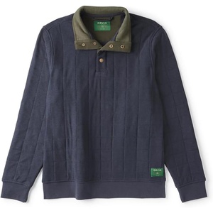 image:imageOrvis Mens Battenkill Quilted 14 Snap Sweatshirt  Classic Fit Colorblock Design amp Sustainable Polyester Side Pockets Elastic Cinch Hem Lightweight WarmthSolid Dark Navy