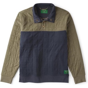 image:imageOrvis Mens Battenkill Quilted 14 Snap Sweatshirt  Classic Fit Colorblock Design amp Sustainable Polyester Side Pockets Elastic Cinch Hem Lightweight WarmthColorblock TarragonDark Navy