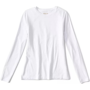 image:imageOrvis Perfect True Crew Long Sleeve Shirts for Women  Soft Pima CottonModal with a Touch of SpandexWhite  New
