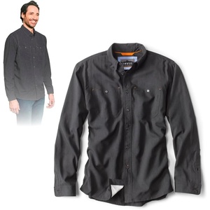 image:imageOrvis Tech Chambray Long Sleeve Mens Work Shirts  Lightweight QuickDrying UPF 40 Chambray Fabric Casual Mens Shirts  Tall Black  Medium