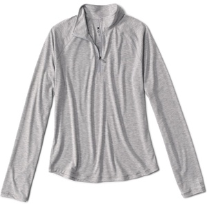 image:imageOrvis Womens DriCast 14 Zip Performance Shirt Lightweight Breathable QuickDry Sun TopLight Grey Heather